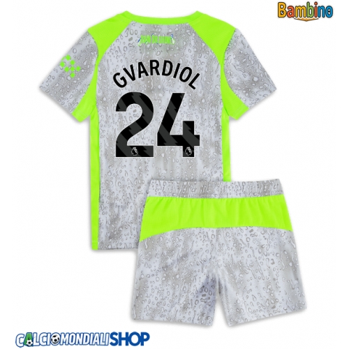 Maglie da calcio Manchester City Josko Gvardiol #24 Terza Maglia Bambino 2025-26 Manica Corta + Pantaloni corti)